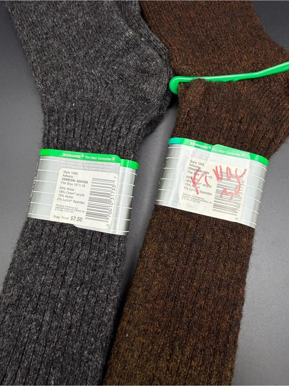 Vintage Burlington Gold Cup Wool Blend Socks Gray Brown 2 Pairs USA 10.5-15 A2